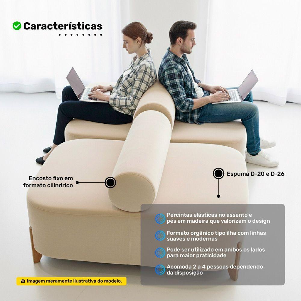 Kit 02 Sofás Ilha Orgânico Living Closet Evo 125cm 02 Lugares Veludo Bege Claro - Desk Design Bege Claro - 3
