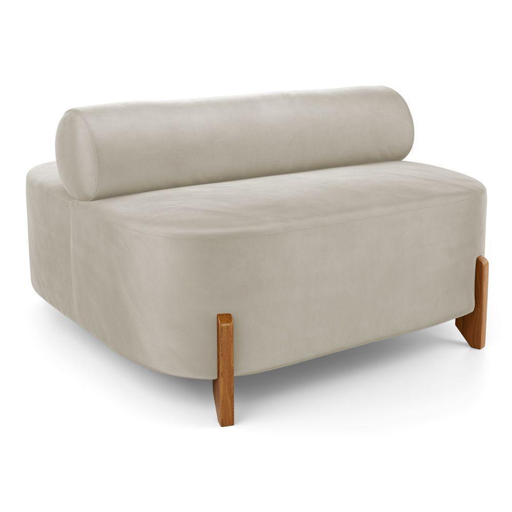 Kit 02 Sofás Ilha Orgânico Living Closet Evo 125cm 02 Lugares Veludo Bege Claro - Desk Design Bege Claro - 6