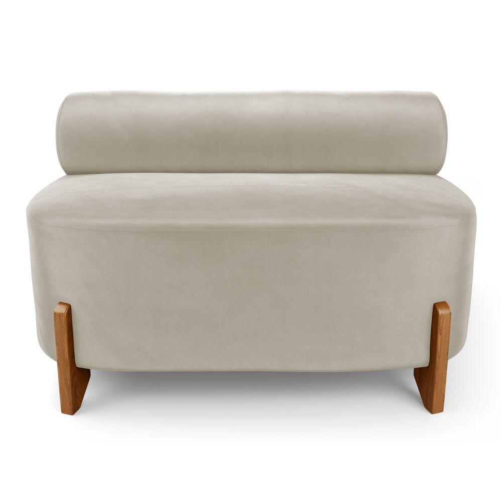 Kit 02 Sofás Ilha Orgânico Living Closet Evo 125cm 02 Lugares Veludo Bege Claro - Desk Design Bege Claro - 7