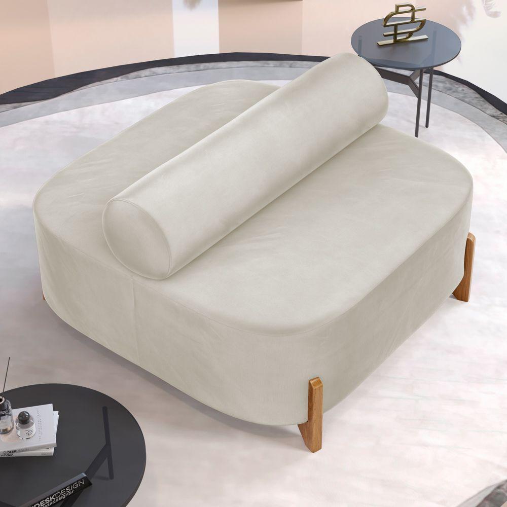 Kit 02 Sofás Ilha Orgânico Living Closet Evo 125cm 02 Lugares Veludo Bege Claro - Desk Design Bege Claro - 10
