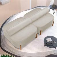 Kit 02 Sofás Ilha Orgânico Living Closet Evo 125cm 02 Lugares Veludo Bege Claro - Desk Design Bege Claro - 1