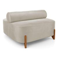 Kit 02 Sofás Ilha Orgânico Living Closet Evo 125cm 02 Lugares Veludo Bege Claro - Desk Design Bege Claro - 6