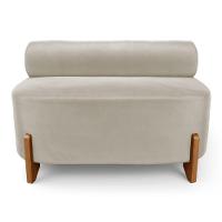 Kit 02 Sofás Ilha Orgânico Living Closet Evo 125cm 02 Lugares Veludo Bege Claro - Desk Design Bege Claro - 7