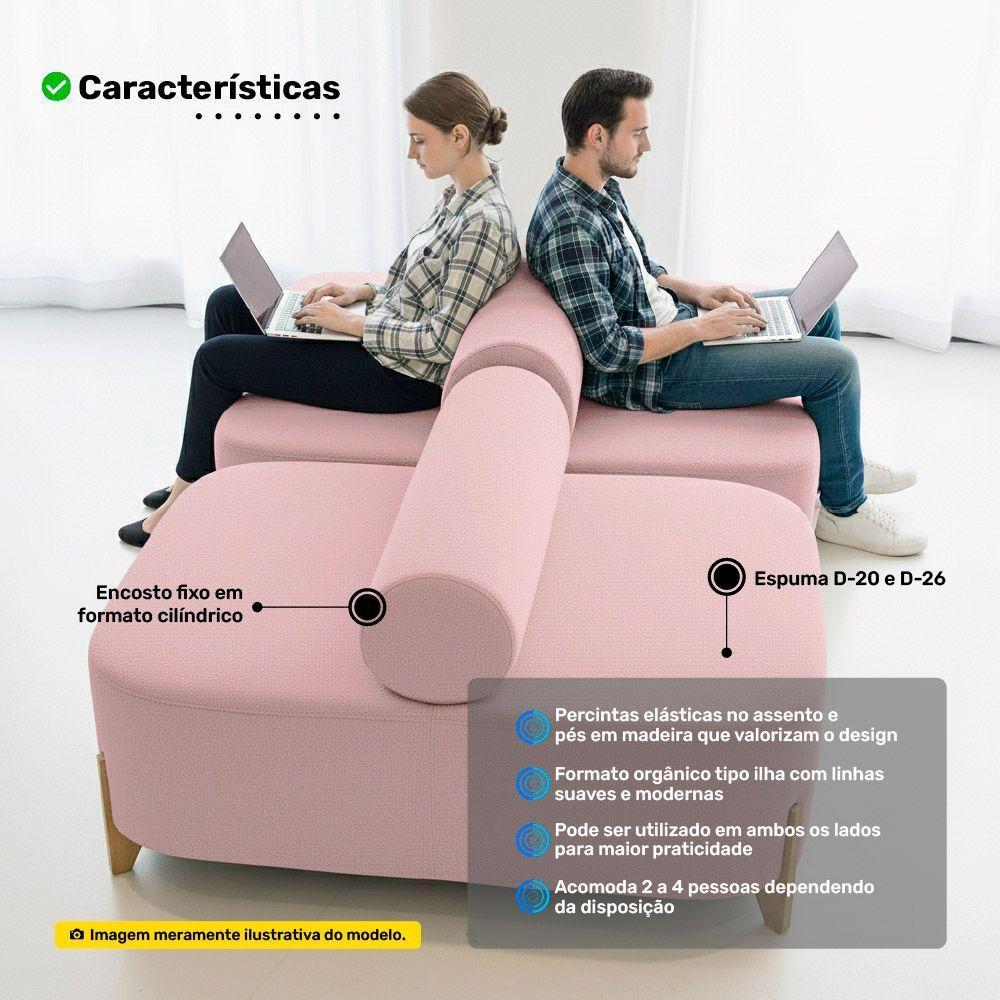 Sofá Ilha Orgânico Living Closet Evo 125cm 02 Lugares Bouclê Rosê - Desk Design Rosê - 5