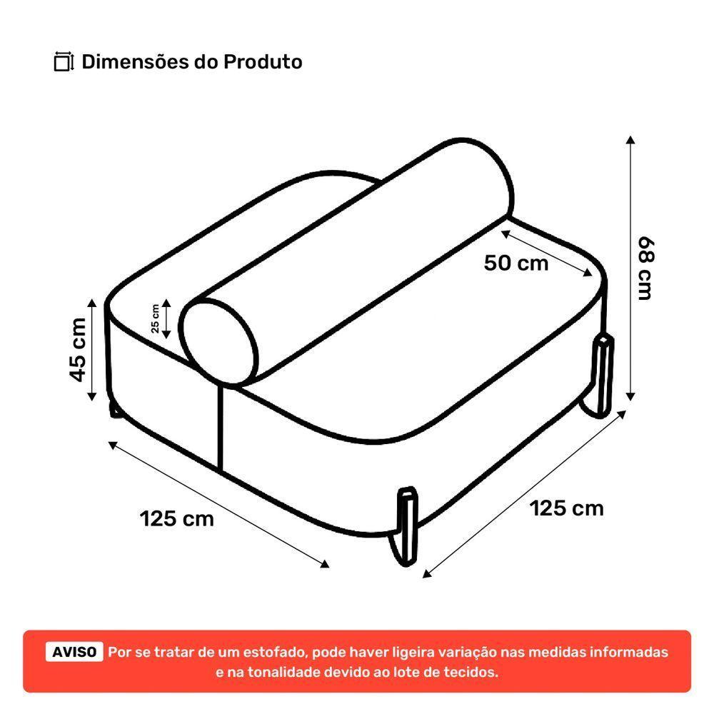 Sofá Ilha Orgânico Living Closet Evo 125cm 02 Lugares Bouclê Rosê - Desk Design Rosê - 6