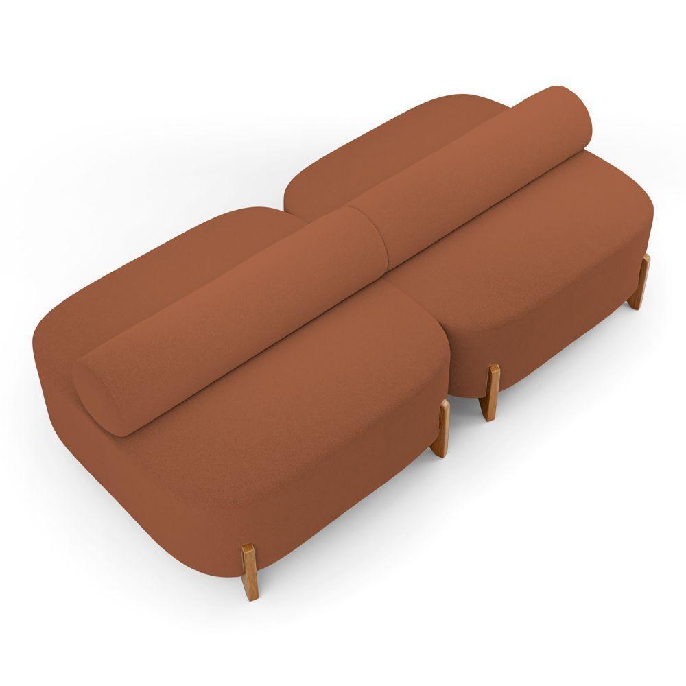 Kit 02 Sofás Ilha Orgânico Living Closet Evo 125cm 02 Lugares Bouclê Terracota - Desk Design Terracota - 9