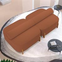 Kit 02 Sofás Ilha Orgânico Living Closet Evo 125cm 02 Lugares Bouclê Terracota - Desk Design Terracota - 1