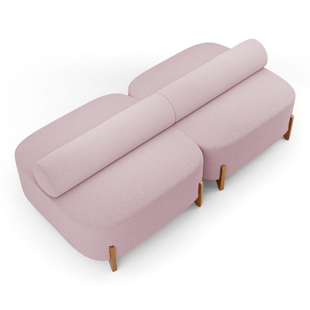 Kit 02 Sofás Ilha Orgânico Living Closet Evo 125cm 02 Lugares Bouclê Rosê - Desk Design Rosê - 9