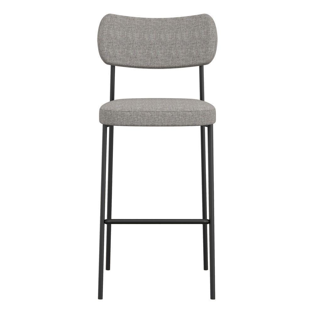 Kit 04 Banquetas Altas Para Cozinha Lila Estofada Com Encosto Linho Cinza - Abmaza - 3