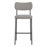 Kit 04 Banquetas Altas Para Cozinha Lila Estofada Com Encosto Linho Cinza - Abmaza - 3