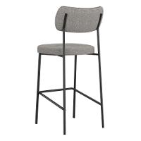 Banqueta Alta Cozinha Lila Com Encosto Couríssimo Preto Linho Cinza - Abmaza - 5