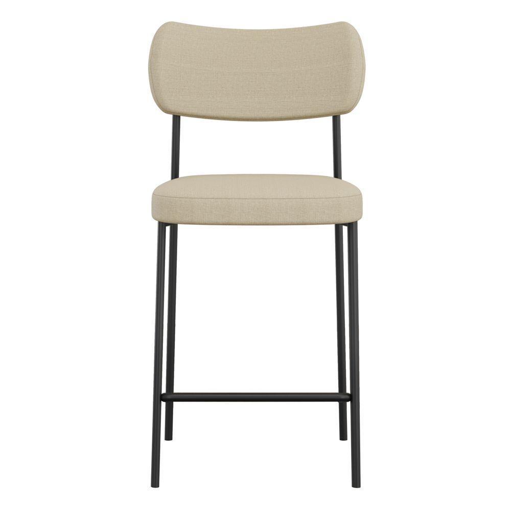 Kit 04 Banquetas Médias Para Cozinha Lila Estofada Com Encosto Linho Bege - Abmaza - 3