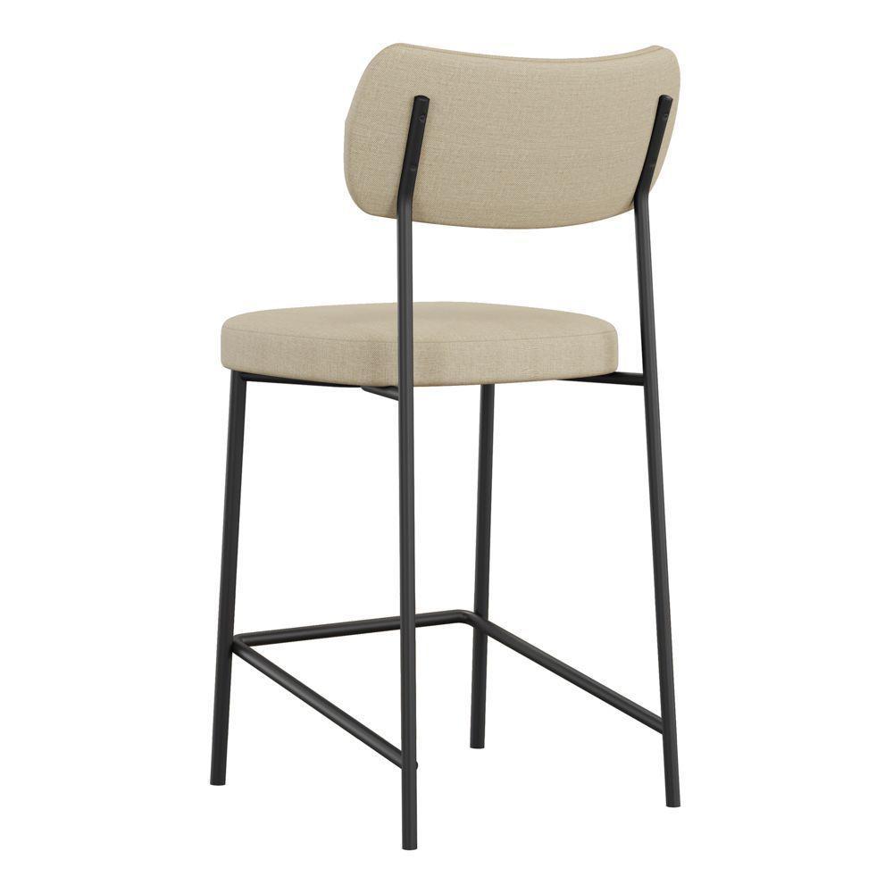 Kit 04 Banquetas Médias Para Cozinha Lila Estofada Com Encosto Linho Bege - Abmaza - 5