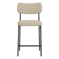 Kit 04 Banquetas Médias Para Cozinha Lila Estofada Com Encosto Linho Bege - Abmaza - 3