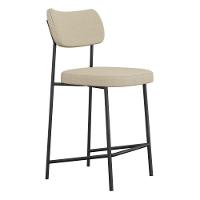 Kit 04 Banquetas Médias Para Cozinha Lila Estofada Com Encosto Linho Bege - Abmaza - 6