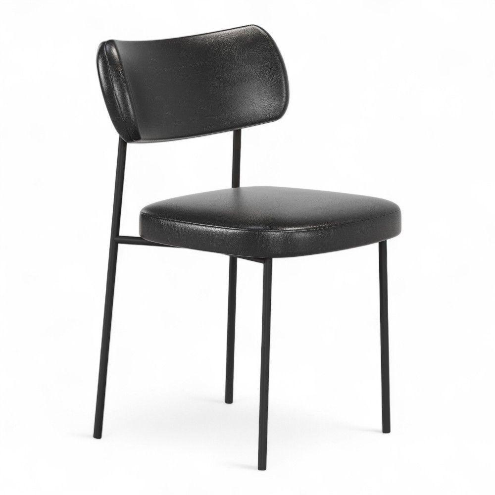 Kit 02 Cadeiras Sala De Jantar Lila Estofada Com Encosto Couríssimo Preto - Abmaza - 7