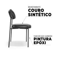 Kit 02 Cadeiras Sala De Jantar Lila Estofada Com Encosto Couríssimo Preto - Abmaza - 5