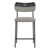 Kit 04 Banquetas Médias Cozinha Lila Com Encosto Couríssimo Preto Linho Cinza - Abmaza - 3