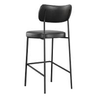 Kit 02 Banquetas Altas Para Cozinha Lila Estofada Com Encosto Couríssimo Preto - Abmaza - 5