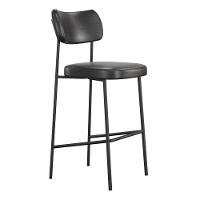 Kit 02 Banquetas Altas Para Cozinha Lila Estofada Com Encosto Couríssimo Preto - Abmaza - 6