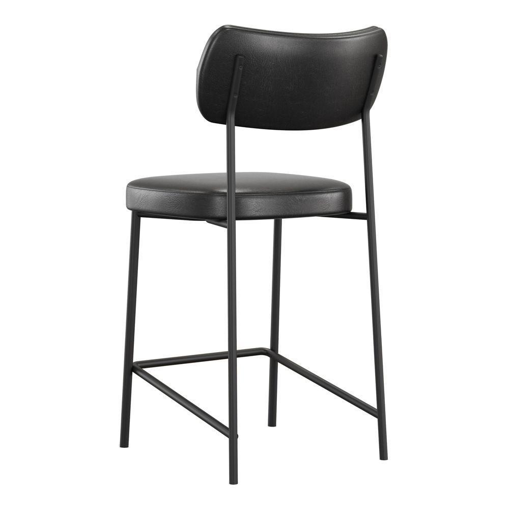 Kit 04 Banquetas Médias Para Cozinha Lila Estofada Com Encosto Couríssimo Preto - Abmaza - 5