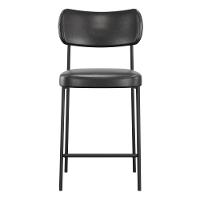 Kit 04 Banquetas Médias Para Cozinha Lila Estofada Com Encosto Couríssimo Preto - Abmaza - 3