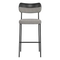 Kit 02 Banquetas Altas Cozinha Lila Com Encosto Couríssimo Preto Linho Cinza - Abmaza - 3