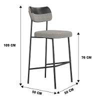 Kit 02 Banquetas Altas Cozinha Lila Com Encosto Couríssimo Preto Linho Cinza - Abmaza