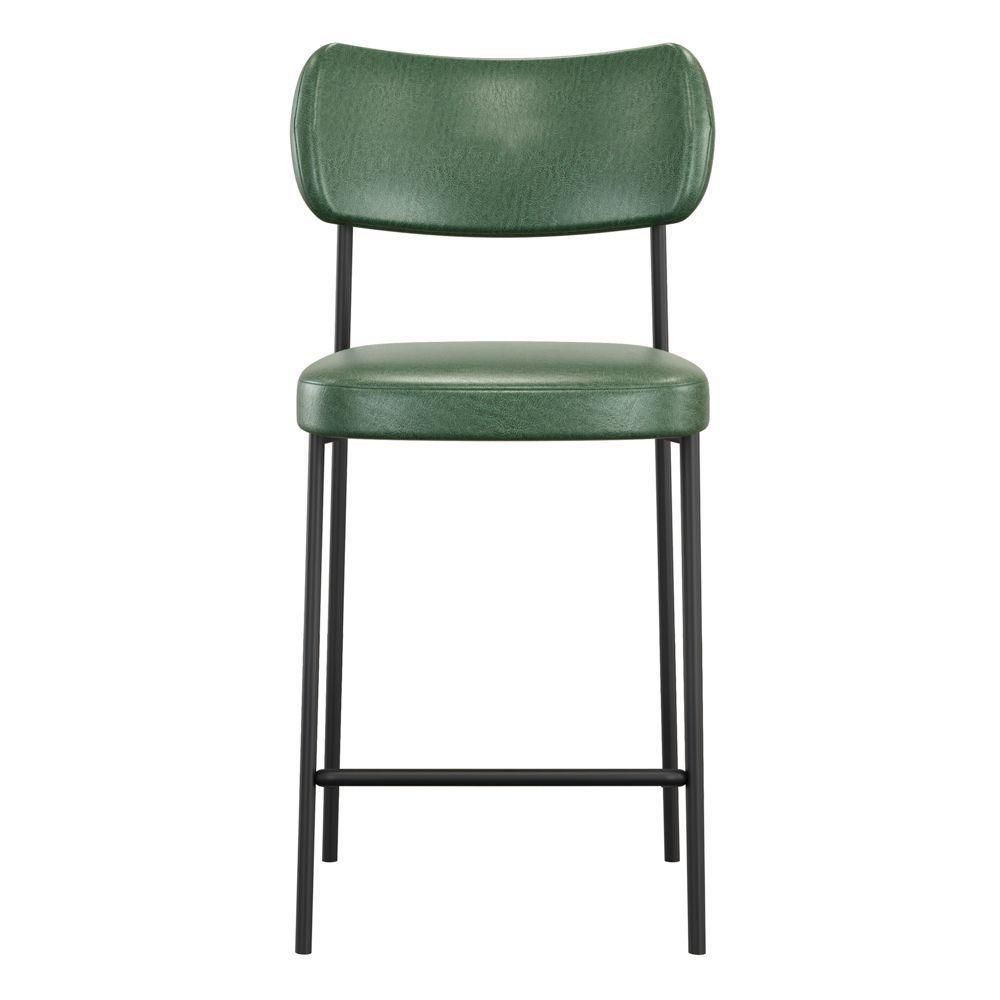 Kit 02 Banquetas Médias Para Cozinha Lila Estofada Com Encosto Couríssimo Verde - Abmaza - 3