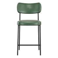 Kit 02 Banquetas Médias Para Cozinha Lila Estofada Com Encosto Couríssimo Verde - Abmaza - 3