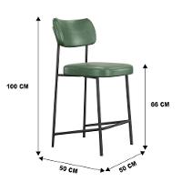 Kit 02 Banquetas Médias Para Cozinha Lila Estofada Com Encosto Couríssimo Verde - Abmaza