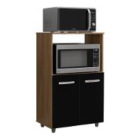 Armário Multiuso Cozinha Para Forno Micro-ondas Thaís 02 Portas Savana Preto - Abmaza - 1