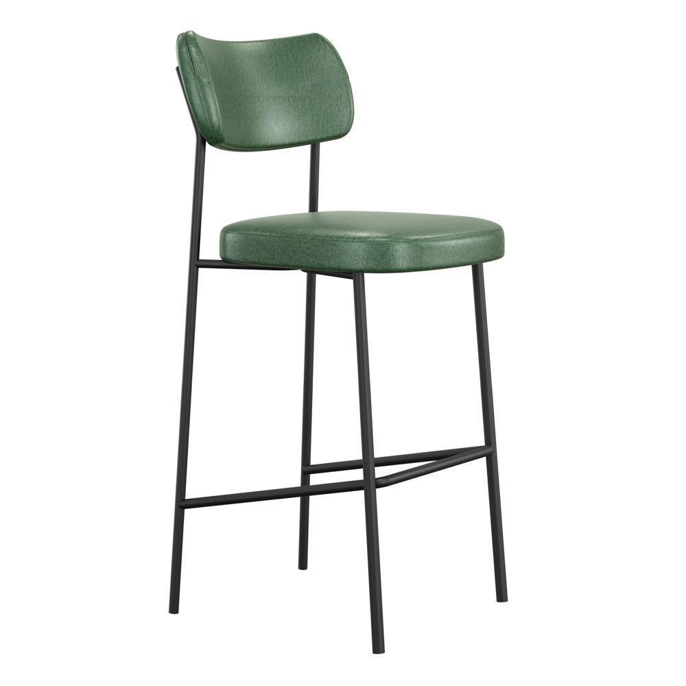 Banqueta Alta Para Cozinha Lila Estofada Com Encosto Couríssimo Verde - Abmaza - 1