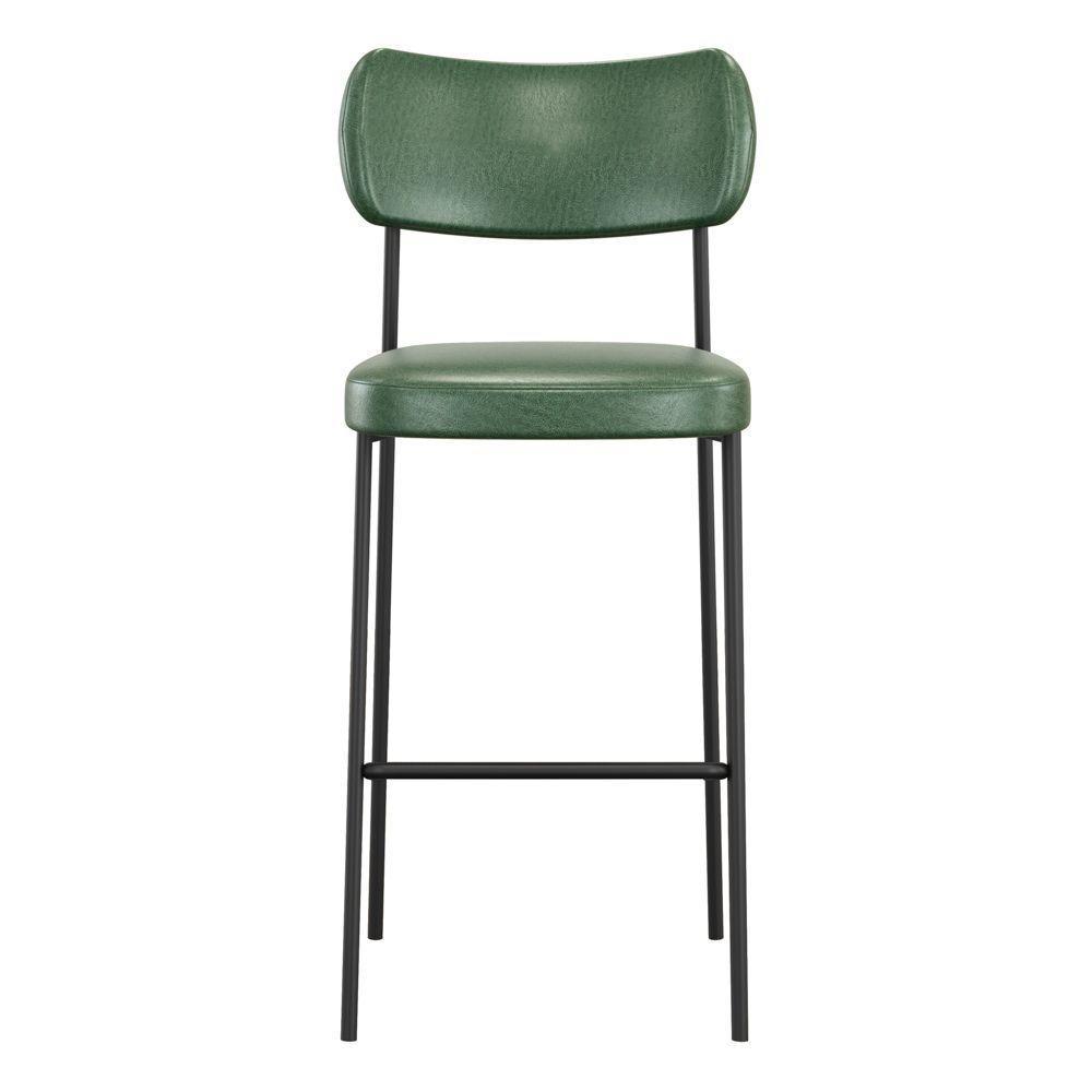 Banqueta Alta Para Cozinha Lila Estofada Com Encosto Couríssimo Verde - Abmaza - 2