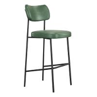 Banqueta Alta Para Cozinha Lila Estofada Com Encosto Couríssimo Verde - Abmaza - 1