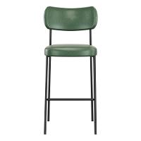 Banqueta Alta Para Cozinha Lila Estofada Com Encosto Couríssimo Verde - Abmaza - 2