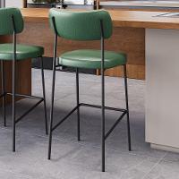 Banqueta Alta Para Cozinha Lila Estofada Com Encosto Couríssimo Verde - Abmaza - 3