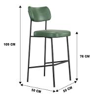 Banqueta Alta Para Cozinha Lila Estofada Com Encosto Couríssimo Verde - Abmaza