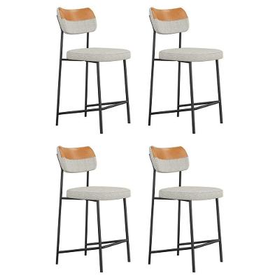 Kit 04 Banquetas Médias Cozinha Lila Couríssimo Whisky Linho Cinza - Abmaza