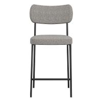 Kit 04 Banquetas Médias Para Cozinha Lila Estofada Com Encosto Linho Cinza - Abmaza - 3