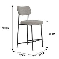 Kit 04 Banquetas Médias Para Cozinha Lila Estofada Com Encosto Linho Cinza - Abmaza