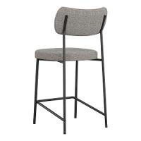 Banqueta Média Para Cozinha Lila Estofada Com Encosto Linho Cinza - Abmaza - 5