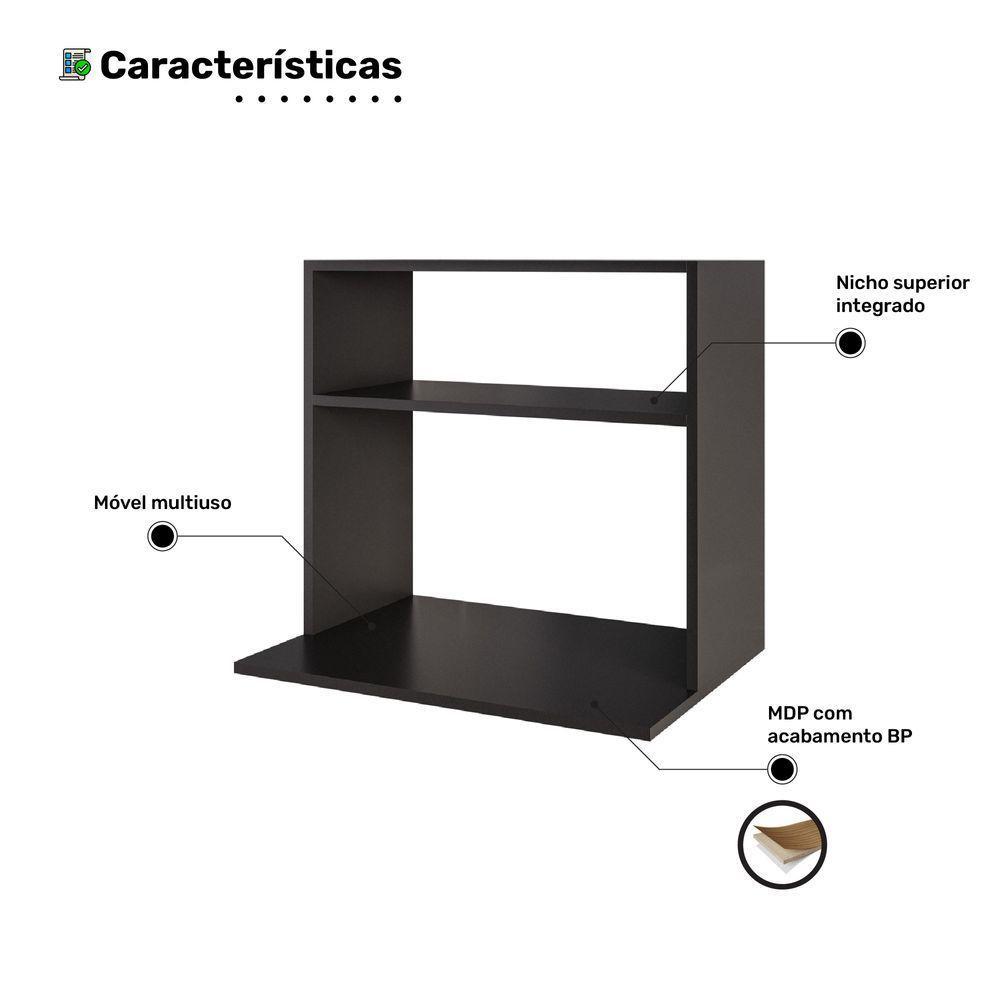 Suporte Aéreo Multiuso Para Forno Micro-ondas Luara 60cm Preto - Abmaza - 3