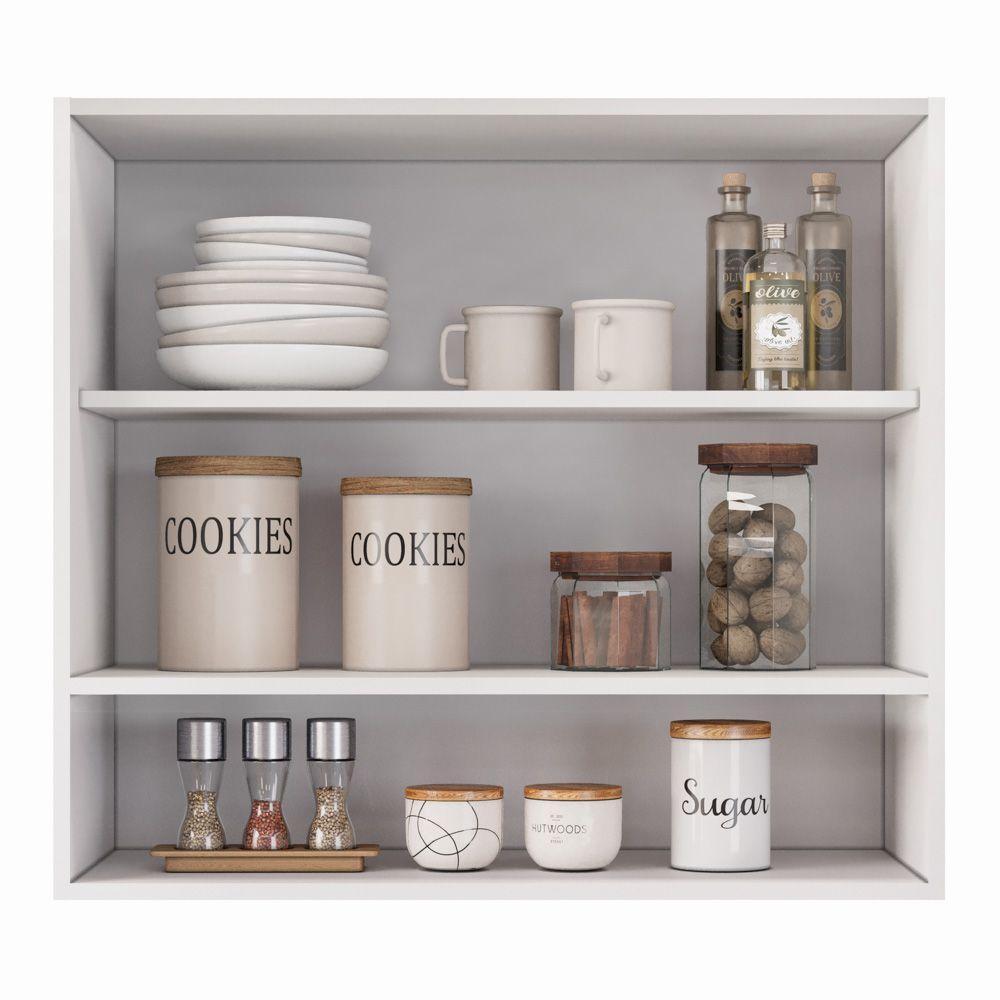 Armário Aéreo Multiuso Meg 80cm 100%mdf 02 Portas Com Nicho Integrado Branco - Abmaza - 8