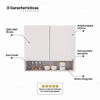 Armário Aéreo Multiuso Meg 80cm 100%mdf 02 Portas Com Nicho Integrado Branco - Abmaza - 5