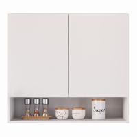 Armário Aéreo Multiuso Meg 80cm 100%mdf 02 Portas Com Nicho Integrado Branco - Abmaza - 6