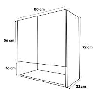 Armário Aéreo Multiuso Meg 80cm 100%mdf 02 Portas Com Nicho Integrado Preto - Abmaza