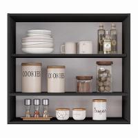 Armário Aéreo Multiuso Meg 80cm 100%mdf 02 Portas Com Nicho Integrado Preto - Abmaza - 8