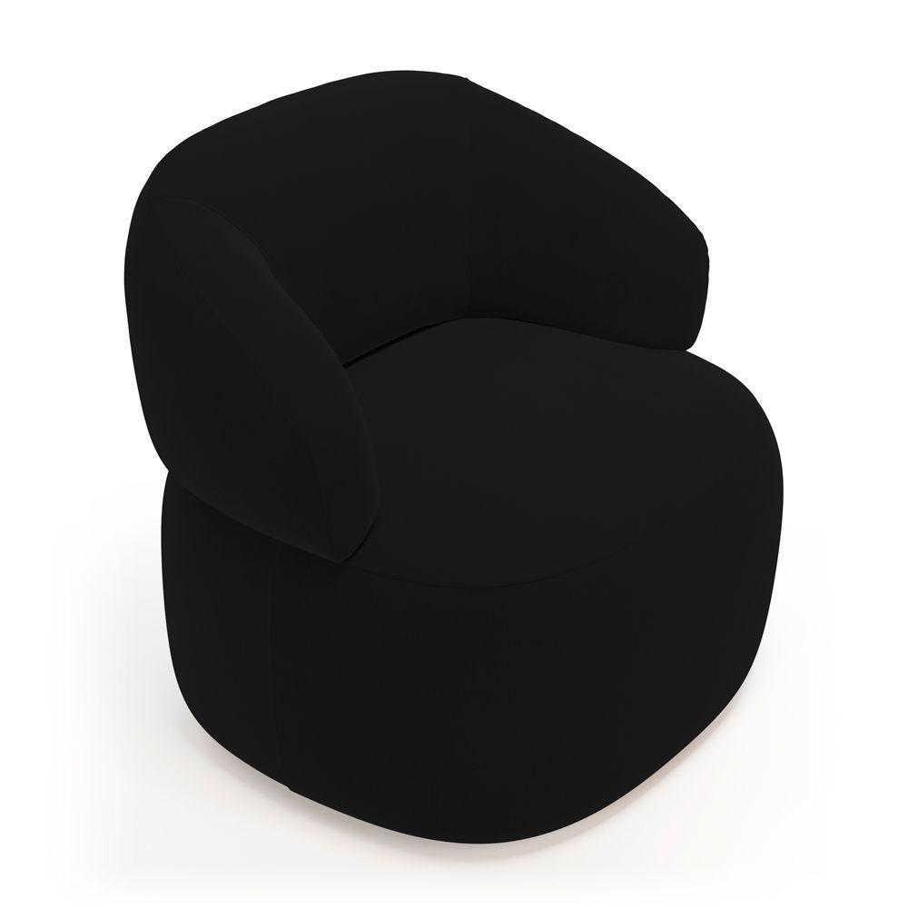 Kit 02 Poltronas Giratória E 01 Sofá Orgânico Glee 03 Lugares 170cm Veludo Preto - Abmaza - 7