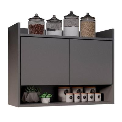 Armário Aéreo Cozinha Multiuso Cecília 70cm 02 Portas Grafite - Abmaza